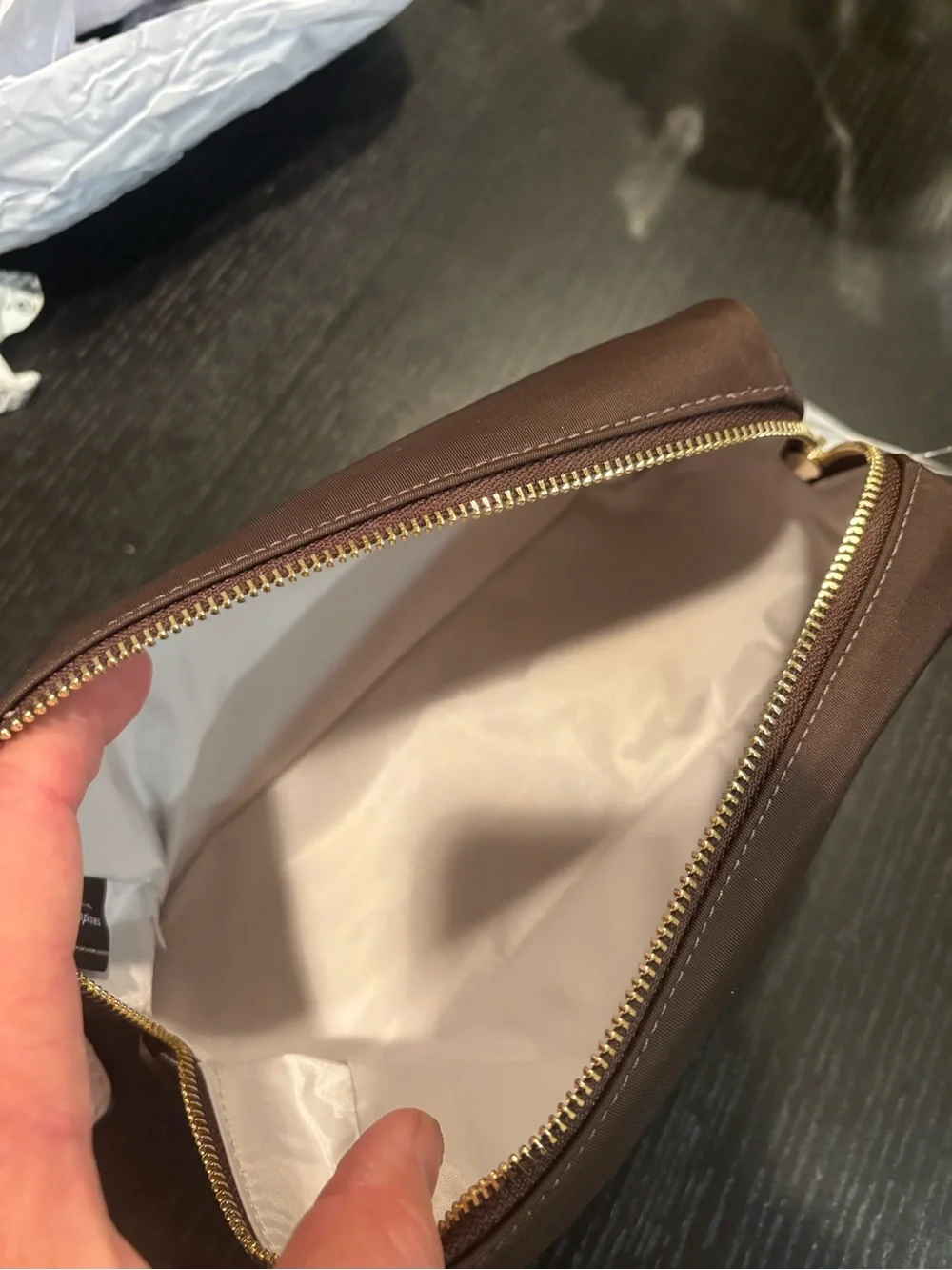 Kate Spade Carter Nylon Cosmetic Make Up Pouch Hot Fudge NWT KL875 Orig 99.00